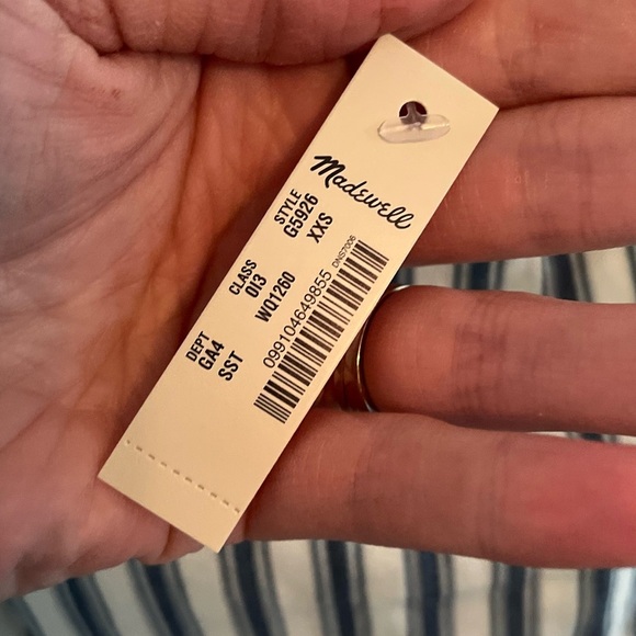 MADEWELL NWT Stripe Cold Shoulder Jumpsuit, Size XXS - Picture 8 of 10